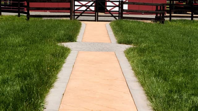 Broom-finish concrete sidewalk and walkway